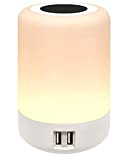 salipt Luce Notturna LED, 4 Porte di Ricarica USB, Lampada da Comodino Intelligente, Controllo Tattile, Dimmerabile, Colore che Cambia RGB ...
