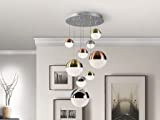 Schuller Sphere - Dimmerabile a 9 luci a LED integrata con luce a sospensione a grappolo, rame, ottone satinato, cromo, ...