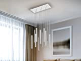 Schuller Varas - Sospensione a soffitto a LED integrata con 11 luci a grappolo, bianco opaco, cromo