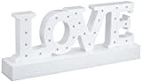 Scritta in plastica bianca, Love, con 27 LED bianco caldo, ca. 30 x 12 cm, per 3 pile mignon (AA), ...