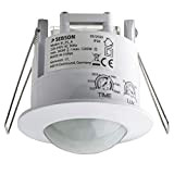 SEBSON 2x Rilevatore di Movimento da Incasso per interni, Montaggio a soffitto, LED adatto, programmabile, Sensore Infrarossi, Portata 6m/360°