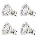 SEBSON® 4x RA95 + flicker free, GU10 LED 5W Lampadina (pari a 50W), 380lm, bianco caldo 3000K, 230V, ø50x54mm