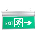 Segnale di uscita d'emergenza in acrilico destro, luce di uscita della freccia verde di evacuazione, segnale di emergenza per uscita ...
