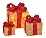 Set di 3 scatole regalo decorative con LED e funzione timer.Adatte come decorazione natalizia