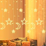 Shanmei Curtain LED Luci, Stelle e Luna Luci a Fata, USB Luci Stringhe Decorative Impermeabili Curtain Luci con 8 Modalità ...