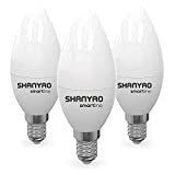 Shanyao - 3 lampadine LED Candela C37 55W 522 lumen consumo solo 6W con attacco E14, Non Dimmerabile. Luce bianca ...