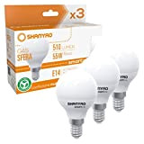Shanyao - 3 lampadine LED sfera G45 55W 510 lumen consumo solo 6W con attacco E14, Non Dimmerabile. Luce bianca ...