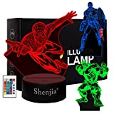 Shenjia Luce Notturna 3D Avengers Lampada Cambia Colore LED Acrilico Luci RGB per Fan Giocattoli, Compleanno, Natale (Hulk, Captain America, ...