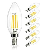 SHINE HAI Lampadina Filamento LED E14 4W equivalente a 40 W, Lampada LED Candela Bianco Caldo 2700k,470lm,360¡ã Angolazione Fascio Luce