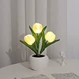 ShiningLove Luce notturna a LED a forma di tulipano, decorazione per lampada da tavolo con fiori finti, decorazione per feste ...