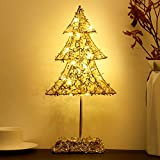 Shinowa 38 cm Lampada da Tavolo a Albero di Natale, Luce Calda LED a Batteria Decorazione da Tavolo Scivania Comodino ...
