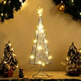 Shinowa 40 cm Lampada da Tavolo a Albero di Natale con Stella, Luce Calda a Batteria Decorazione da Tavolo Scivania ...