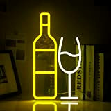 SIGNSHIP Champagne Insegne al Neon Bottiglia di Vetro di Vino LED Luce Al Neon Giallo Bianco Neon Bar Segno per ...