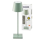 SIGOR Nuindie - Lampada da tavalo a batteria LED dimmerabile per interni ed esterni, altezza 38 cm, ricaricabile con Easy-Connect, ...