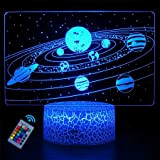 Sistema Solare 3D Illusione Ottico Lampada Universo Space Galaxy Night Light 16 Colori Che Cambiano Magica Lampada Visiva 3D per ...