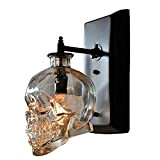 Skull Wall Lamp Retro Skull Glass Paralume Wall Lamp Bar Ristorante Cafe Internet Cafe Decorazione Luce, Portalampade E14 * 1