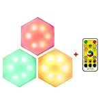 Smart DIY Hexagon Wall Lights,Touch Sensitive Modular Light,Creative Remote Control Hexagonal Wall Lights,Modular Touch Sensitive Lights,Geometry Assembly LED Night Light,for ...