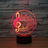 SMNTLF Lampade 3D Illusione Ottica Luce Notturna, nota musicale Lampada LED da Tavolo Illuminazione Luce di Notte 16 Colori Controllo ...
