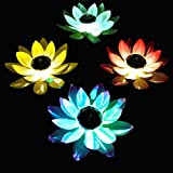 SOLUSTRE Lanterna galleggiante a forma di loto a forma di fiore di loto, lampada da piscina, laghetto, giardino, festival, Natale, ...