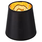 SOLUSTRE Paralume in tessuto per lampada da tavolo, paralume per lampadina E14, 15 x 14 x 11 cm, colore nero