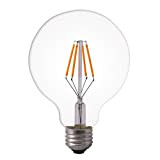 Splink - Lampadina LED vintage, con attacco E27, a filamento, dimmerabile, 220 V, 4 W, G125, luce bianca calda 2200 ...