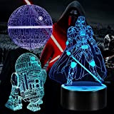 Star Wars Lampada,3D Luce Notturna,16 Colori Cambiano Controllo Remoto Illusione Lampada per Fan Ragazzi Bambini Regalo