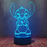 Stitch USB Plug Night Light 16 colori Shine LED Night Light Cute Anime Stitch Puppy Doll Creativo 3D Lampada da ...
