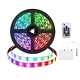 Strisce LED RGB da 3 m Strisce luminose LED RGB flessibili alimentate a batteria Luci a corda impermeabili con scatola ...