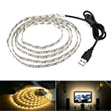 Striscia di illuminazione LED, retroilluminazione TV USB, 6.56 Ft/2 m, LED per televisori HD da 40-60 pollici, non impermeabile, bianco ...