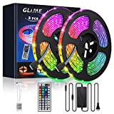 Striscia LED 10M (2x5M) Striscia LED GLIME 300 LED 5050 RGB,6 modalità 20 colori multicolore flessibile può tagliare nastri decorativi ...