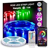 Striscia LED 15 Metri, Bluetooth RGB Smart Strisce LED 15M con Telecomando, App Controllato, Cambia Colore con la Musica, Luci ...