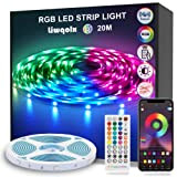 Striscia LED 20 Metri, Bluetooth RGB Smart Strisce LED 20M con Telecomando, App Controllato, Cambia Colore con la Musica, Luci ...