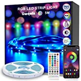 Striscia LED 5 Metri, Bluetooth RGB Smart Strisce LED 5M con Telecomando, App Controllato, Cambia Colore con la Musica, Luci ...