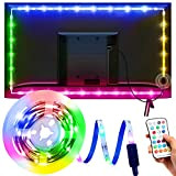 Striscia LED TV 3M, 5050 SMD RGB LED TV Retroilluminazione 16 Colori e 21 Modalità, Led per TV con Telecomando ...