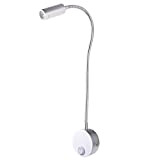 Sunix® Comodino flessibile a collo di cigno braccio luce della lettura, a 360 gradi LED luce da parete/Bordo Di Legno ...