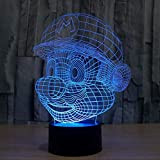 Super Mario Figuras 3D Illusion Lights Lampada, LED Table Desk Decor 7 colori Touch Control USB Powered Party Decoration Lamp, ...