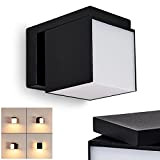Swanek, lampada da parete a LED per esterni moderna in metallo nero e plastica bianca, paralume girevole a piacere, con ...