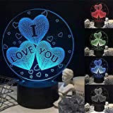 Synchain Ti Amo Cuore LED Lampada da Comodino 3D Illusion Luce Notturna Regalo di San Valentino [Classe di efficienza energetica ...