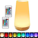 Taipow - Lampada da comodino a LED, multicolore, a 360°, ricaricabile, con controllo della luminosità, regolabile, per camera da letto, ...