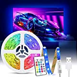 TASMOR Striscia LED 2 Metri, USB Luci LED 5050 RGB Multicolor Retroilluminazione per TV con Telecomando, 16 Colori 4 Modalit, ...