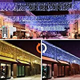 Tenda Luminosa, 9*0.8m 440 LED Luci Natale Esterno Cascata, Catena Luminosa, Luci Natalizie con Telecomando, 11 modalità, Funzione timer, per ...