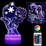 TENVAVA Frozen Night Light 3D LED Luce Principessa Giocattolo Frozen Elsa Anna Illusion Lampada Decorazione Lampada con Telecomando Unicorno Regalo ...