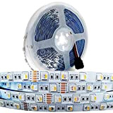 Tesfish Striscia LED 24V, 4 in 1, RGBWW RGB + Bianco Caldo 3000K 5M Colori Misti Strisce LED SMD 5050 ...