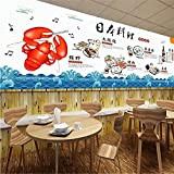 Testo personalizzato Cucina giapponese Gourmet Party Wallpaper 3D Sushi Ramen Restaurant Decorazione industriale 3D Sfondo murale 120 cm (L) × ...