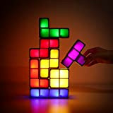 Tetris Lampada da tavolo, Attoe LED Tetris, luce notturna impilabile, 7 colori, blocco a induzione, lampada da scrivania 3D Diy ...