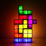 Tetris - Luce notturna impilabile, a LED, 7 colori, puzzle 3D, blocco a induzione, lampada USB, per fai da te, ...