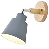 Tiamu Lampada da parete in legno, Stile nordico Industrial LED Applique, Lampada da parete E27 orientabile a 180 gradi per ...