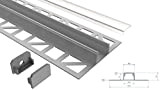 Tivendis Profilo in Alluminio per Piastrelle (F1), 2 m, anodizzato, per Strisce LED/Strips Set con Copertura Opaca e Tappi terminali