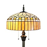 Tokira Lampada da Terra Salotto Design, Lampada da Terra Tiffany Vintage Retro,Amber Stile Semplice Vetro Colorato Paralume 64 Pollici