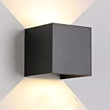 TVGO - Lampada da parete per interni/esterni, moderna, illuminazione LED da parete con angolo di irradiazione regolabile, IP 65, impermeabile, ...